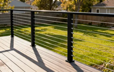 Horizontal cable railing deck