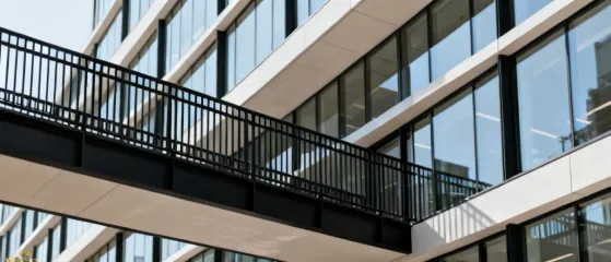 Commercial office walkway railing