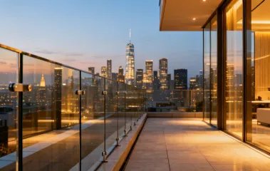 Glass panel rooftop railing